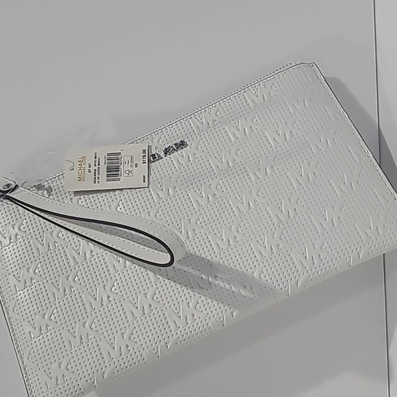 SALE ✅ Jet Set Large EMBOSSED LOGO Zip Clutch Wristlet LEATHER ✨NWT - Picture 11 of 12